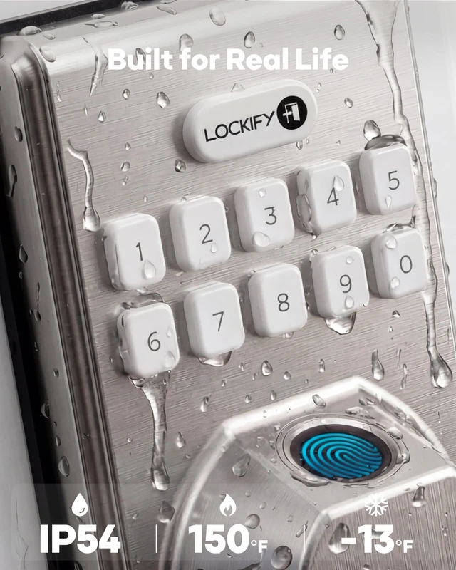 Alt view image 4 of 7 - Fingerprint Keypad Deadbolt for Front Door, Keyless Entry Door Lock with Fingerprint Unlock, Smart Door Locks with Keypad & Physical Key, Auto LockOne-Touch Lock, DIY Easy Installation, Satin Nickel