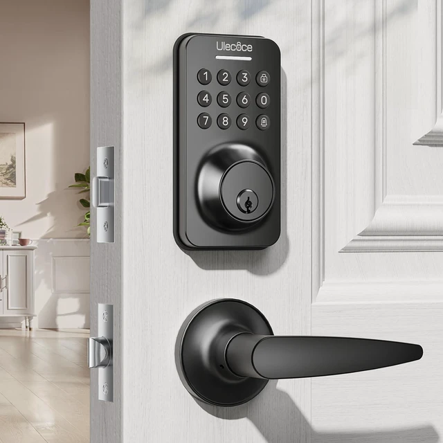 Main image of U18L Keyless Entry Door Lock with Handle Set, Matte Black | Electronic Deadbolt for Front Door, Auto Lock, One-Touch Lock, 100+ Codes, 3 Keys, Anti-Peep Code, IP54 Waterproof