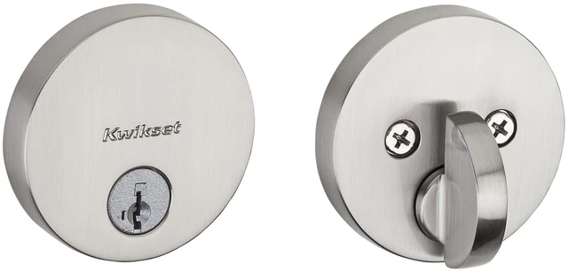 Main image of Uptown Deadbolt Lock, Satin Nickel Round Exterior Keyed Front Entry Door, Pick Resistant SmartKey Rekey Security, Single Cylinder Dead Bolt, with Microban Protection