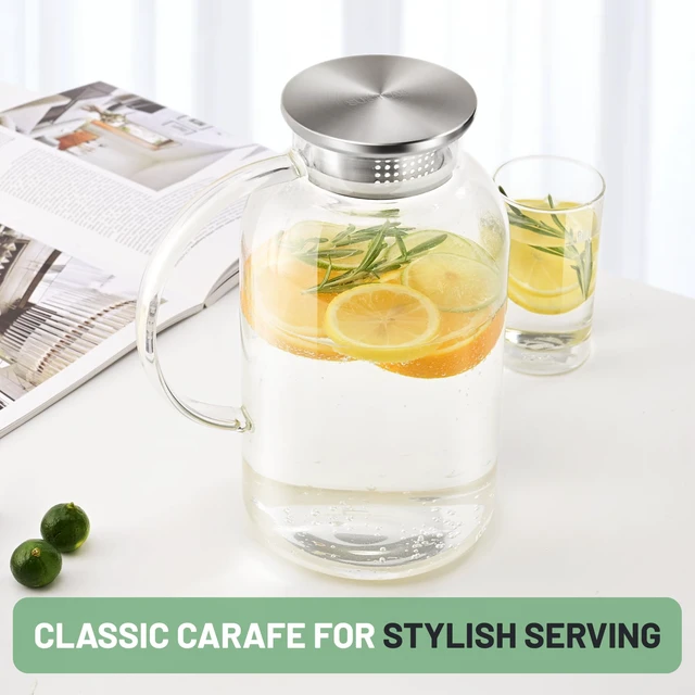 Alt view image 7 of 7 - 2.2 Liter 75oz Glass Pitcher with Lid, Easy Clean Heat Resistant Glass Water Carafe with Handle for Hot/Cold Beverages - Water, Cold Brew, Iced Tea & Juice, 1 Long-Handled Brush Included