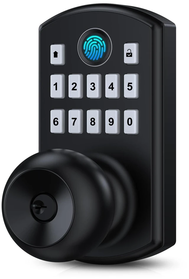 Main image of Door Knob with Keypad Fingerprint Entry Door Lock Biometrics | 50 Fingerprints 0.3S High Sensitivity 20 User codes Vacation One-time Passage Mode Anti-peep Key Backup Fits Standard US Door