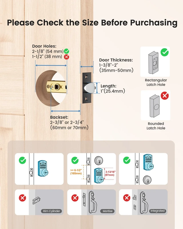 Alt view image 5 of 7 - Door Knob with Keypad Fingerprint Entry Door Lock Biometrics | 50 Fingerprints 0.3S High Sensitivity 20 User codes Vacation One-time Passage Mode Anti-peep Key Backup Fits Standard US Door