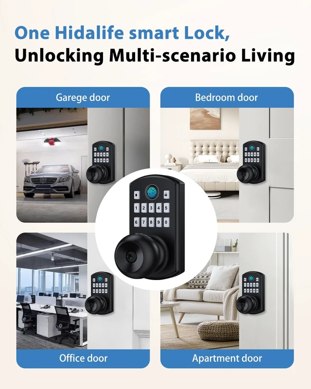 Alt view image 6 of 7 - Door Knob with Keypad Fingerprint Entry Door Lock Biometrics | 50 Fingerprints 0.3S High Sensitivity 20 User codes Vacation One-time Passage Mode Anti-peep Key Backup Fits Standard US Door