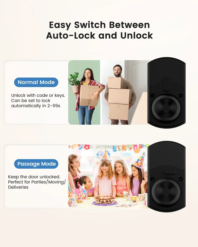 Alt view image 7 of 7 - Door Knob with Keypad Fingerprint Entry Door Lock Biometrics | 50 Fingerprints 0.3S High Sensitivity 20 User codes Vacation One-time Passage Mode Anti-peep Key Backup Fits Standard US Door