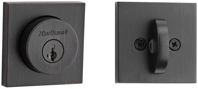 Main image of Halifax Deadbolt Lock, Venetian Bronze Square Exterior Keyed Front Entry Door, Pick Resistant SmartKey Rekey Security, Single Cylinder Dead Bolt, with Microban Protection