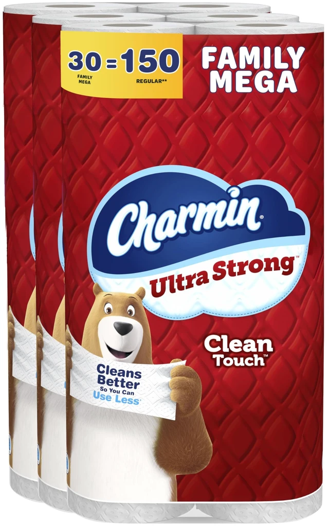 Main image of Ultra Strong Clean Touch Toilet Paper, 30 Family Mega Rolls = 150 Regular Rolls