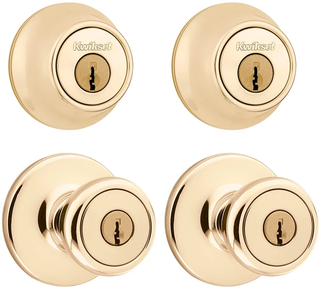 Main image of 242 Tylo Entry Knob and Single Cylinder Deadbolt Project Pack in Polished Brass