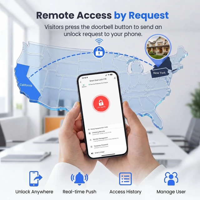 Alt view image 2 of 7 - Built-in WiFi Smart Lock, Keyless Entry Door Lock for Front Door, Fingerprint Keypad Deadbolt, App Remote Control, No Hub Needed, 6 Backup Keys, Ideal for Home & Rental