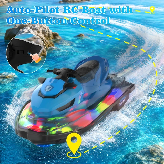 Alt view image 4 of 7 - RC Boat, Remote Control Boat for Kids & Adults, RC Boats for Pool and Lake, Water Boats with LED Light, Electric RC Ship, Summer Toy with Rechargeable Battery, Gift for Boys Girls Adults