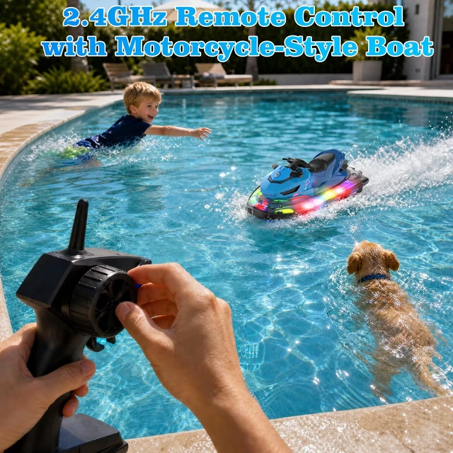 Alt view image 5 of 7 - RC Boat, Remote Control Boat for Kids & Adults, RC Boats for Pool and Lake, Water Boats with LED Light, Electric RC Ship, Summer Toy with Rechargeable Battery, Gift for Boys Girls Adults