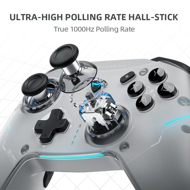 Alt view image 3 of 7 - G5PRO Max SE 1000HZ Wireless Gaming Controller for NS/PC/iOS/Android with Charging Dock,PC Controller Hall Effect Joystick/Triggers/Gyroscope,RGB Backlight, White