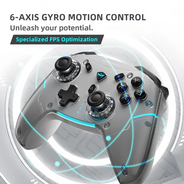 Alt view image 5 of 7 - G5PRO Max SE 1000HZ Wireless Gaming Controller for NS/PC/iOS/Android with Charging Dock,PC Controller Hall Effect Joystick/Triggers/Gyroscope,RGB Backlight, White