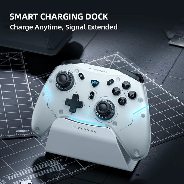 Alt view image 6 of 7 - G5PRO Max SE 1000HZ Wireless Gaming Controller for NS/PC/iOS/Android with Charging Dock,PC Controller Hall Effect Joystick/Triggers/Gyroscope,RGB Backlight, White