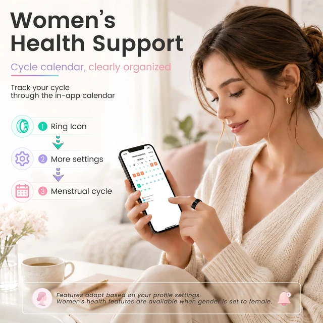 Alt view image 6 of 6 - Smart Ring for Women & Men, Sleep and Fitness Tracker (Black, 10) | No Subscription Fee, iOS and Android, IP68 Water Resistance, Sleep and Naps, Activity Tracking, Women's Health, Family Care