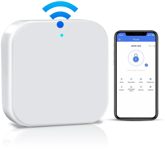 Main image of Smart G2 WiFi Gateway,Fingerprint Keyless Entry Door Lock & TT Lock App Bluetooth Remotely Control, Smart Door Lock WiFi Hub Compatible with Voice Control Alexa