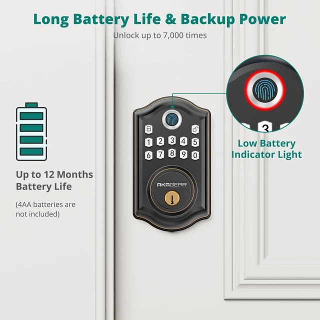 Alt view image 5 of 7 - DS10 Keyless Entry Door Lock with Fingerprint, Oil Rubbed Bronze | Smart Lock for Front Door, Electronic Keypad Deadbolt, Biometric Unlock, Passcode Unlock, 2 Key, Auto Lock, Easy Install