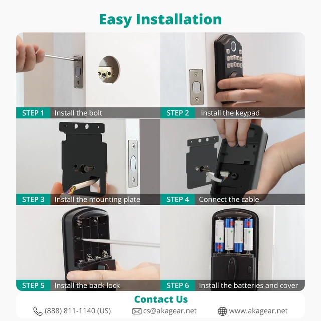 Alt view image 7 of 7 - DS10 Keyless Entry Door Lock with Fingerprint, Oil Rubbed Bronze | Smart Lock for Front Door, Electronic Keypad Deadbolt, Biometric Unlock, Passcode Unlock, 2 Key, Auto Lock, Easy Install