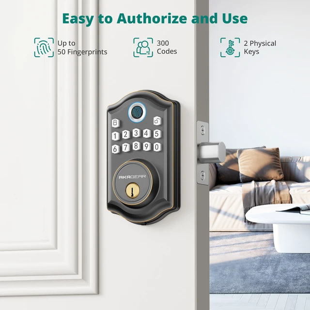 Alt view image 3 of 7 - DS10 Keyless Entry Door Lock with Fingerprint, Oil Rubbed Bronze | Smart Lock for Front Door, Electronic Keypad Deadbolt, Biometric Unlock, Passcode Unlock, 2 Key, Auto Lock, Easy Install