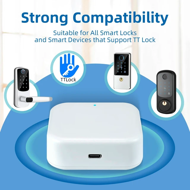 Alt view image 4 of 6 - Smart G2 WiFi Gateway,Fingerprint Keyless Entry Door Lock & TT Lock App Bluetooth Remotely Control, Smart Door Lock WiFi Hub Compatible with Voice Control Alexa
