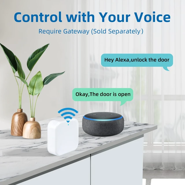 Alt view image 5 of 6 - Smart G2 WiFi Gateway,Fingerprint Keyless Entry Door Lock & TT Lock App Bluetooth Remotely Control, Smart Door Lock WiFi Hub Compatible with Voice Control Alexa
