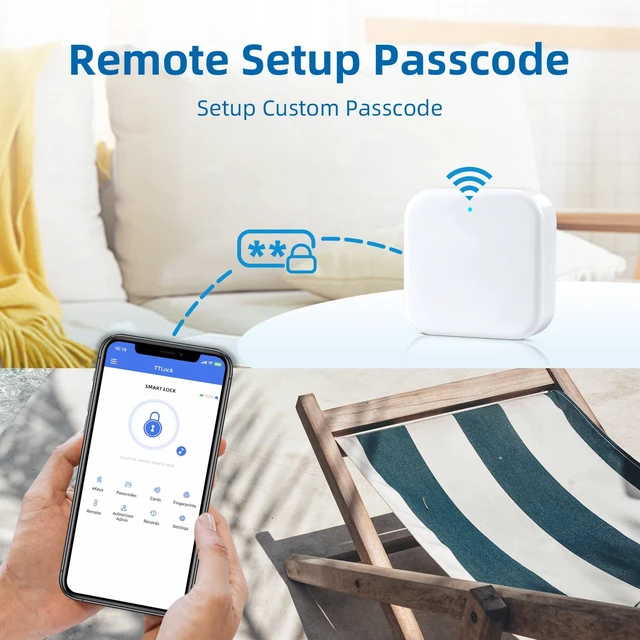 Alt view image 6 of 6 - Smart G2 WiFi Gateway,Fingerprint Keyless Entry Door Lock & TT Lock App Bluetooth Remotely Control, Smart Door Lock WiFi Hub Compatible with Voice Control Alexa