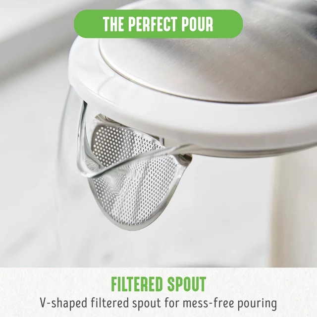 Alt view image 4 of 6 - 1.7 Liter Electric Glass Kettle, White | Glass Body, Auto Shutoff, Thermal Shock Resistant, Quick Heating, Easy One Touch Use, Cordless Serving, LED Base, Coffee/ Tea