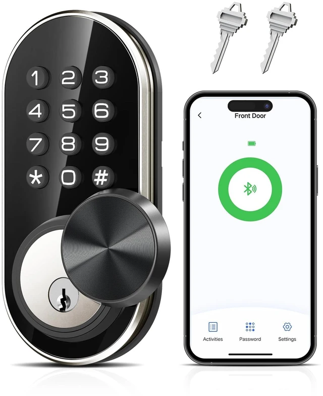 Main image of TE341 Smart Keyless Entry Door Lock with App Control, Digital Keypad Bluetooth Electronic Deadbolt with Auto Lock, Easy Installation - Silver