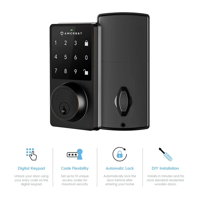 Alt view image 2 of 6 - Keyless Entry Door Lock Deadbolt, Digital Door Locks with Keypads, Smart Lock, Electronic Keypad Door Knob Cylinder Deadbolt, Automatic Locking, Heavy Duty Commercial Grade ADL220-B
