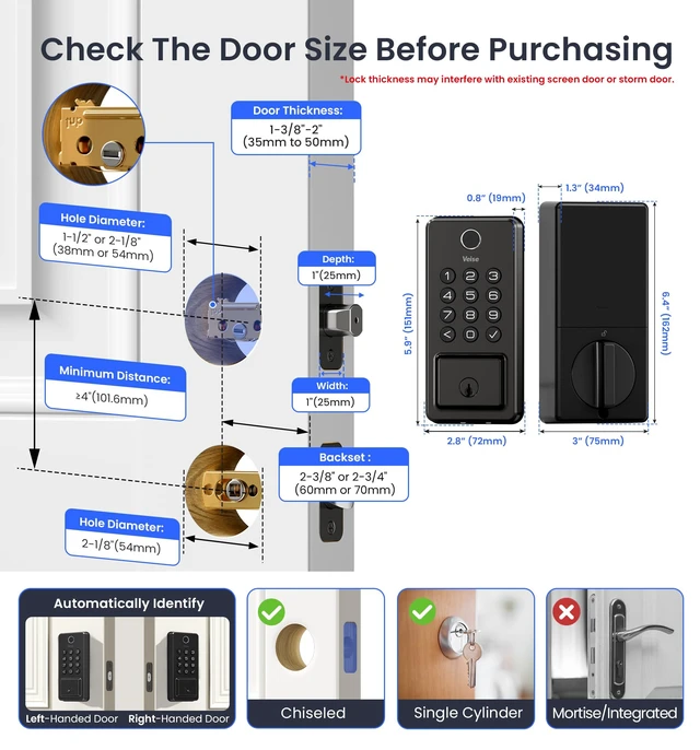 Alt view image 4 of 4 - Smart Lock for Front Door, Matte Black