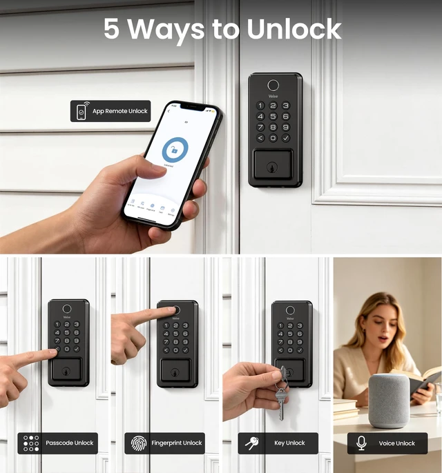 Alt view image 2 of 4 - Smart WiFi Lock for Front Door, Matte Black