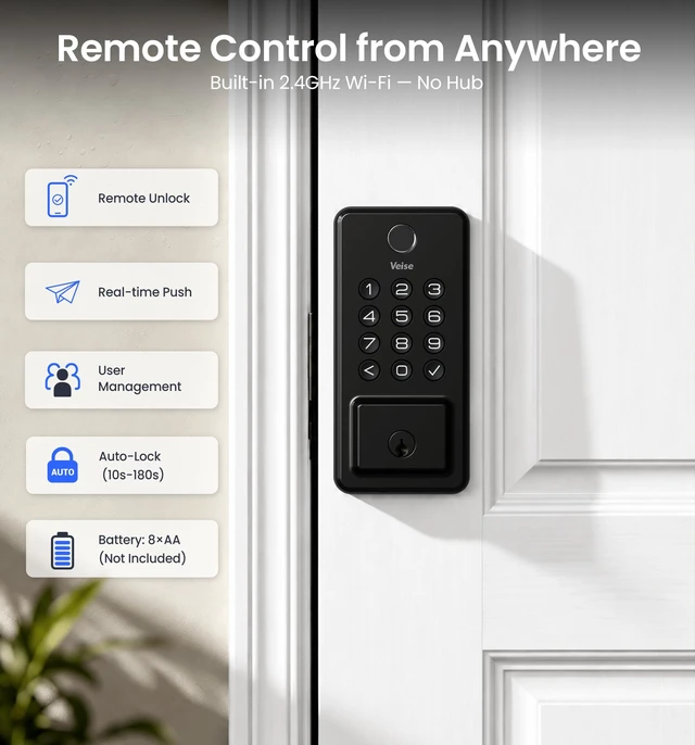 Alt view image 3 of 4 - Smart WiFi Lock for Front Door, Matte Black