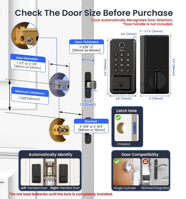Alt view image 4 of 4 - Smart WiFi Lock for Front Door, Matte Black
