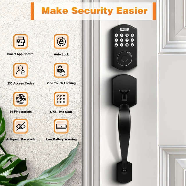 Alt view image 4 of 7 - Smart Keyless Entry Door Lock Smart Locks for Front Door, Keypad Door Lock with Handle Fingerprint Deadbolt with Handle
