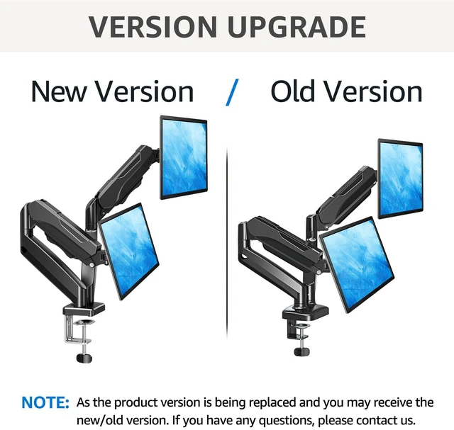 Alt view image 5 of 7 - Dual Monitor Stand for Desk, Monitor Arms for 2 Monitors 32 27 24 22 Inches, Height Adjustable Double Monitor Mount, VESA Mount with C-Clamp & Grommet Base, Holds 4.4-17.6lbs