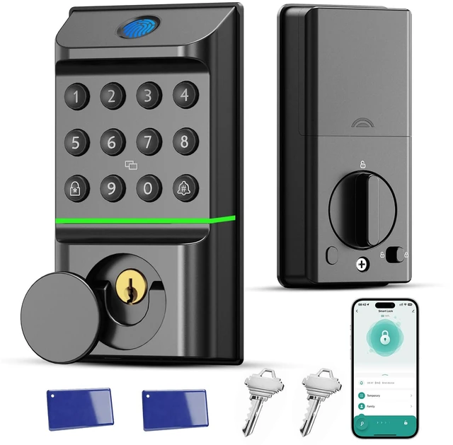 Main image of D9 Smart Door Lock Keyless Entry Fingerprint Deadbolt | with Keypad and App, for Front Door, Digital Door Lock, 100 Fingerprint and 254 Password Storage