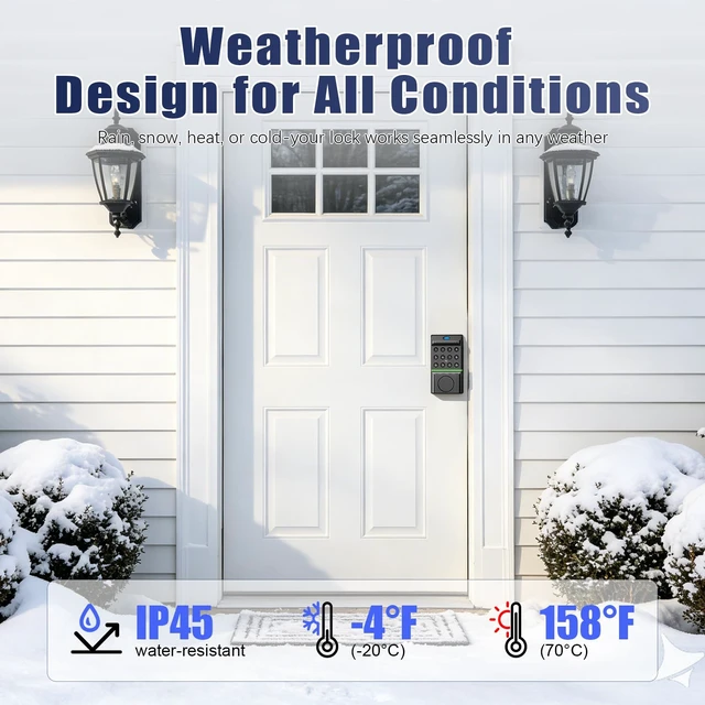 Alt view image 7 of 7 - D9 Smart Door Lock Keyless Entry Fingerprint Deadbolt | with Keypad and App, for Front Door, Digital Door Lock, 100 Fingerprint and 254 Password Storage