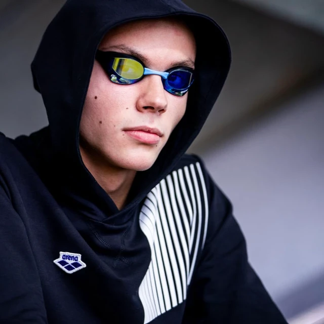 Alt view image 7 of 7 - Unisex Cobra Core Swipe Racing Swim Goggles Pro Competitive Swimmers Adult Men Women Anti-Fog Coating Polycarbonate Hard Mirrored Lens, Aqua/Black