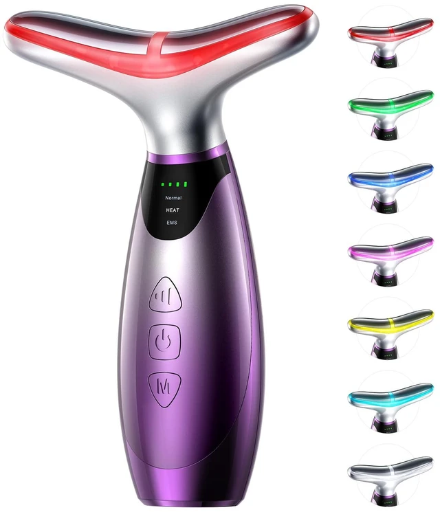 Main image of Facial Massager, 7 Colors Red Light Therapy for Face and Neck | Face Lift Device with 113°F Heating Vibration , 3 Modes & 4 Adjustable Intensities for Multi Skin Care, Face culpting Wand