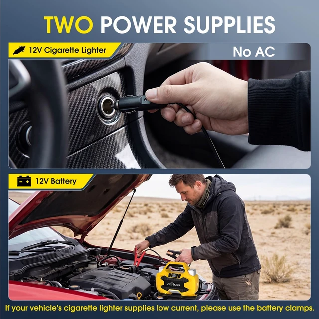 Alt view image 4 of 7 - Portable Heavy Duty Tire Inflator Pump,Dual Cylinders & Dual Motors Tire Pump,150PSI Air Pumps Auto Shutoff with Screen,DC 12V Air Compressor for Pickup,ORVs,SUVs,Cars.