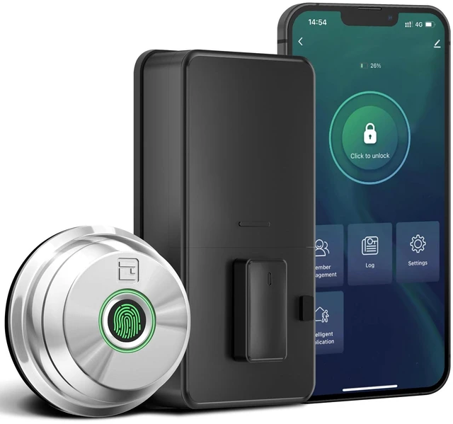 Main image of Fingerprint Deadbolt with App, Smart Lock for Font Door | Keyless Entry Door Lock, Biometric DeadBolt, Electronic Door Knob, Auto Lock, Back-Up Key, Black Dead Bolt, Easy Installation