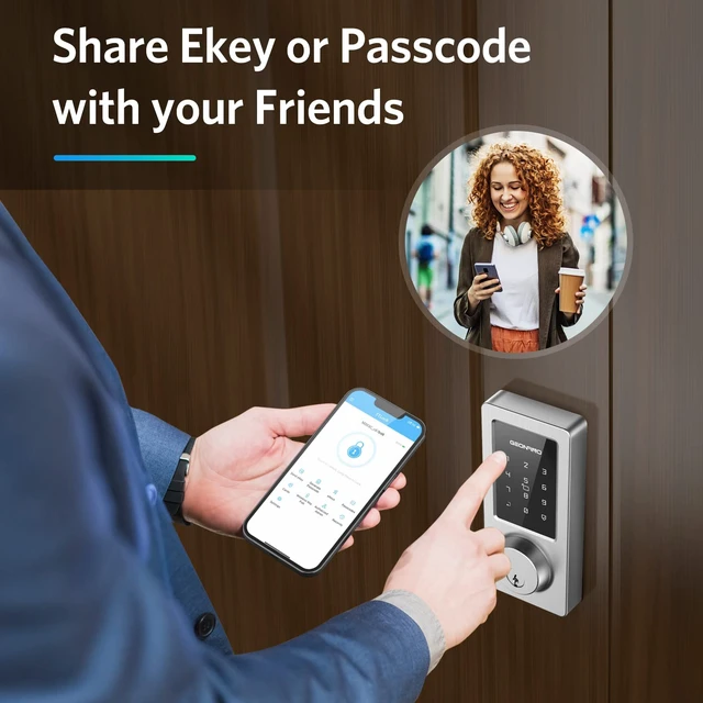 Alt view image 4 of 7 - Smart Door Lock, Entry Door Lock with Auto-Lock | Fingerprint, Touchscreen Keypad Deadbolt For Front Door, Electronic Deadbolt For Home
