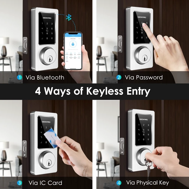 Alt view image 3 of 7 - Smart Door Lock, Entry Door Lock with Auto-Lock | Fingerprint, Touchscreen Keypad Deadbolt For Front Door, Electronic Deadbolt For Home