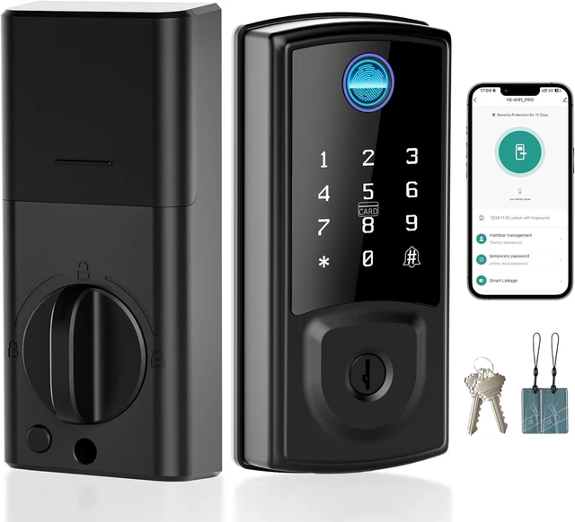 Main image of Smart Deadbolt Door Lock Security Keyless EntryDoor Lock for Front Door | Fingerprint Lock, Touchscreen Keypad, Electronic Door Knob, WiFi App Remote Control, Auto-Lock