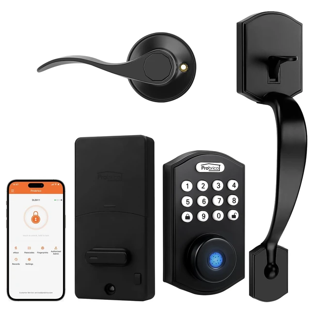 Alt view image 7 of 7 - Smart Keyless Entry Door Lock Smart Locks for Front Door, Keypad Door Lock with Handle Fingerprint Deadbolt with Handle