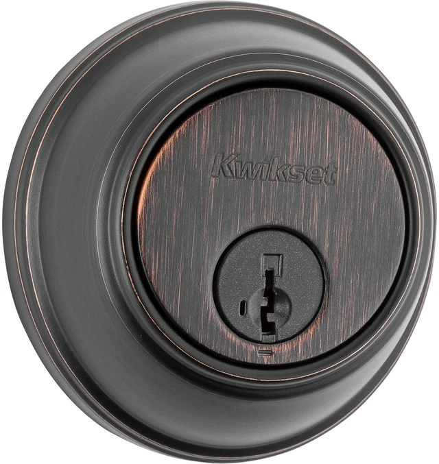 Main image of 817 Deadbolt Lock, Venetian Bronze Round Exterior Keyed Front Entry Door, Pick Resistant SmartKey Rekey Security, Single Cylinder Dead Bolt, with Microban Protection