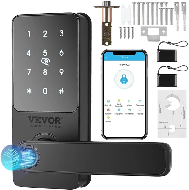 Main image of Smart Lock, 5-in-1 Smart Door Knob, Fingerprint, Password, Bluetooth App, IC Card and Key Unlock, Keyless Entry Door Lock with Handle, Auto Locking Design, for Home, Apartment, Office, or Hotel