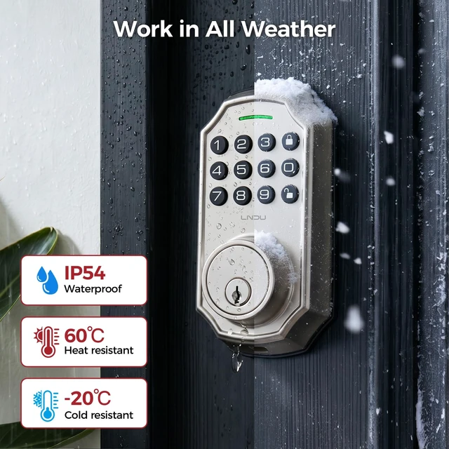 Alt view image 7 of 7 - Keyless Entry Door Lock for Front Door, Keypad Deadbolt Lock with Code, Electronic Door Lock with 2 Keys, Auto Lock, Easy Installation, Satin Nickel