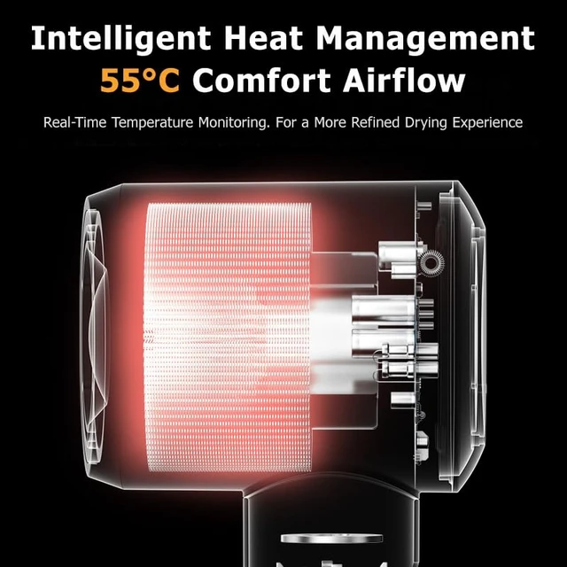 Alt view image 4 of 7 - Future Smart Hair Dryer, Touchscreen Control, Auto Hand Detection, 15 Settings, 500 Million Negative Ions, 140,000 RPM Brushless Motor, High-Speed Fast Drying Blow Dryer for Salon & Home