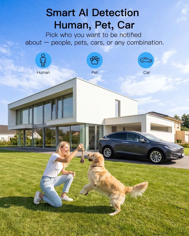 Alt view image 4 of 7 - 2.5K Pan/Tilt Wired Outdoor Security Camera for Home, Dual-Band WiFi | 360° Motion Tracking, AI Detection, 2-Way Audio&Siren, Color Night Vision, IP66, No Subscription, Works w/Alexa, Garage/Yard