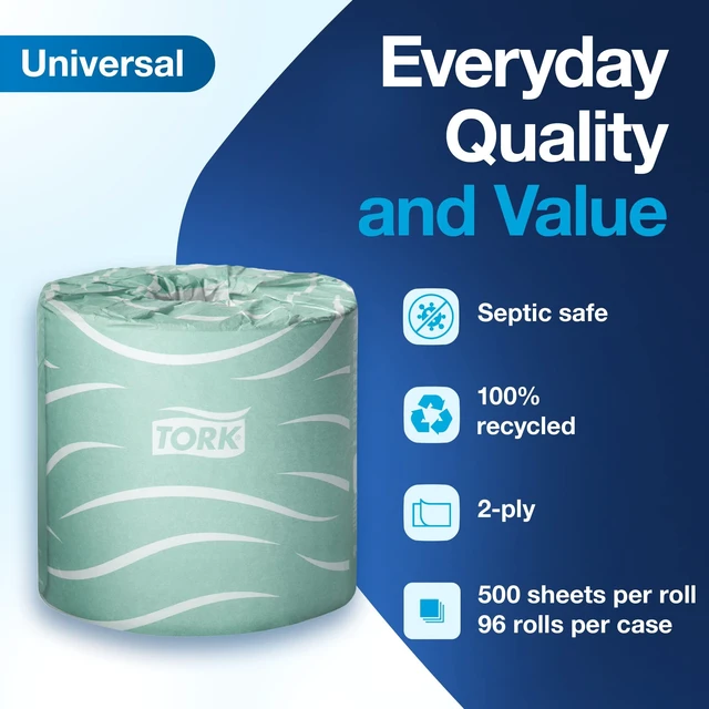 Alt view image 3 of 7 - Septic Safe Toilet Paper, 96 Rolls x 500 Sheets , TM1616S | Compatible with T24 Dispensers, 2-Ply, White, 100% Recycled, Eco-Friendly